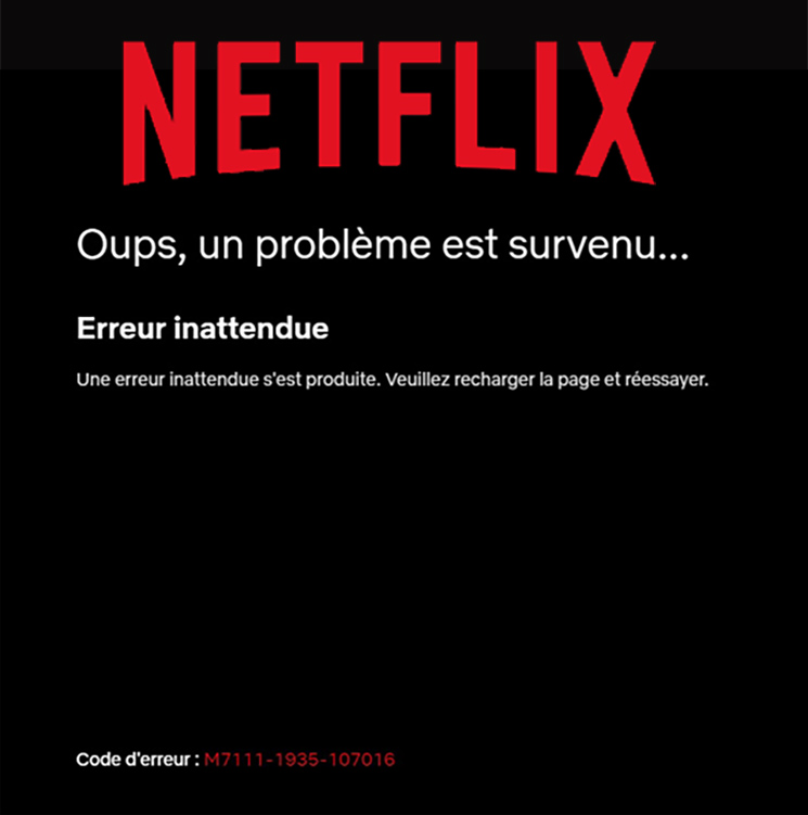 Netflix Panne Mondiale 21 Novembre 2019