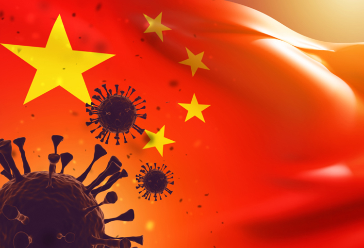 drapeau chinois et virus covid