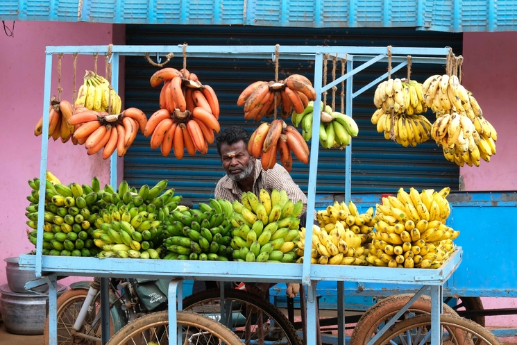 rue de Chennai en Inde marchand ambulant 