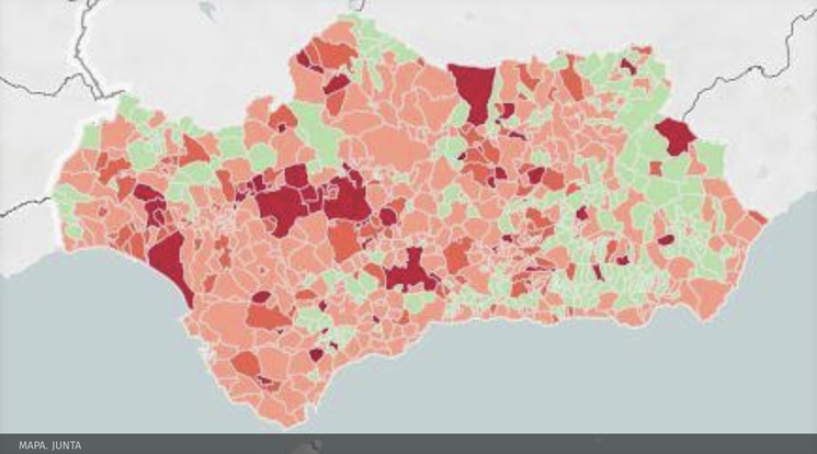 Carte municipalités risque extrême Covid Andalousie