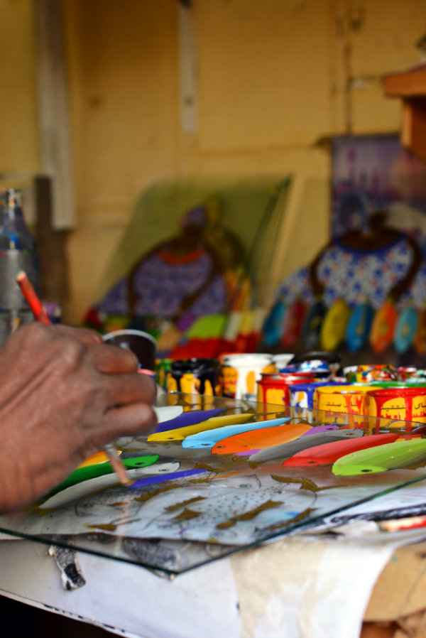 Gueye Cour des Maures Peinture Sous Verre Dakar Sénégal