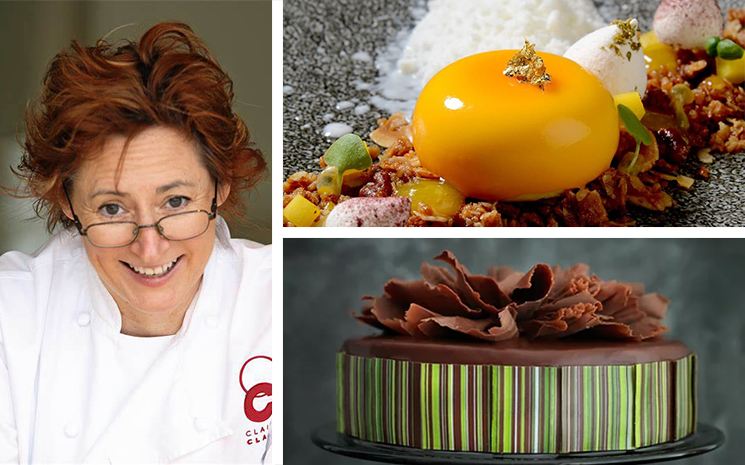 La chef patissiere Claire Clark et deux de ses creations