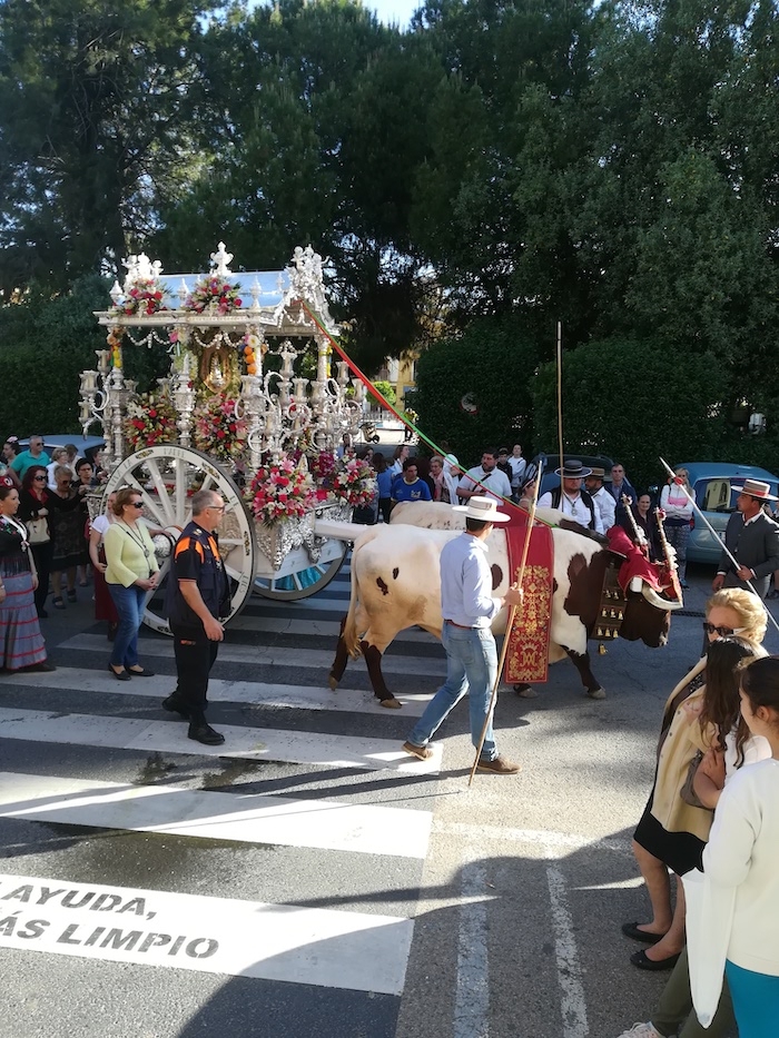 une charrette lors du pèlerinage de virgen del rocío