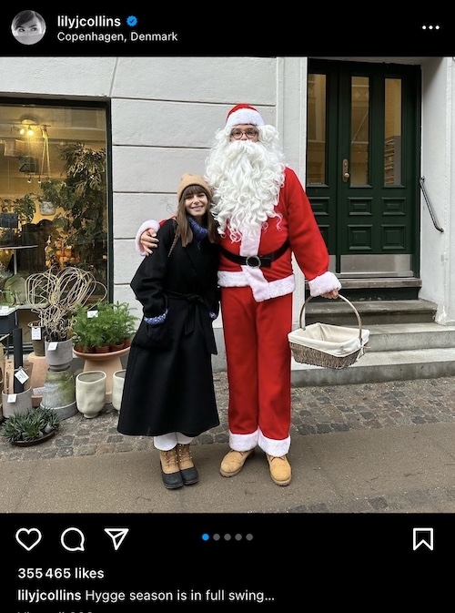 Lily Collins au Danemark pour les fêtes