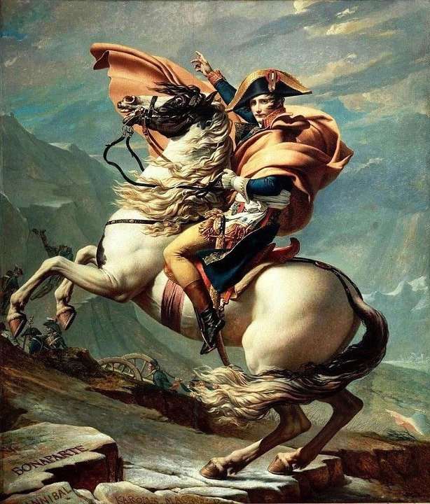 Bonaparte franchissant le Grand-Saint-Bernard, réalisée par Jacques-Louis David entre 1800 et 1803