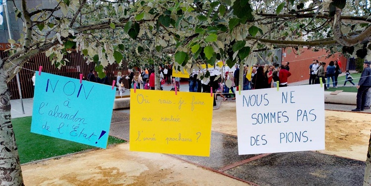 Les affiches accrochées à l'occasion de la journée de grève du 9 mai