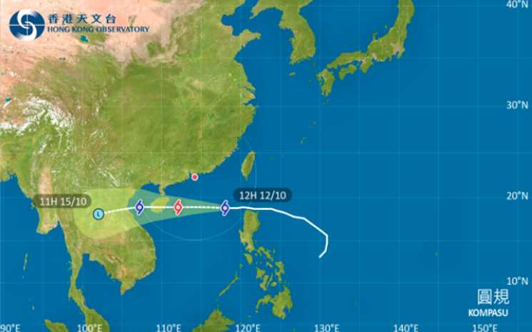 tracjectoire du typhon Kompasu