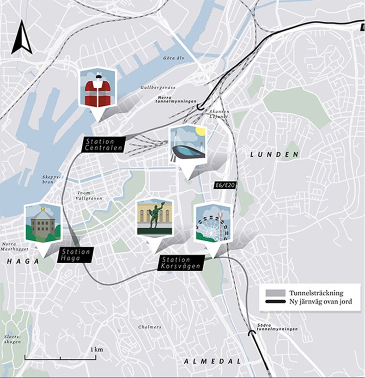 carte Göteborg suède västlänken projet travaux plans