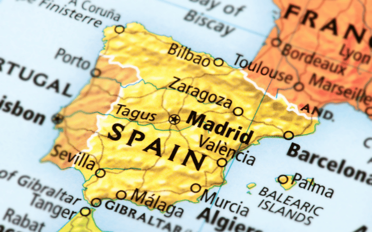 Une carte de l'Espagne, où les juristes étrangers peuvent exercer comme avocats