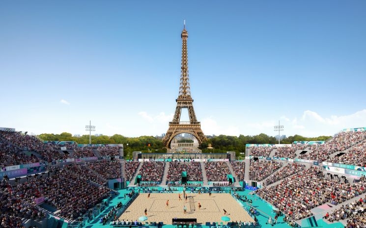 Le beach-volley au pied de la Tour Eiffel.