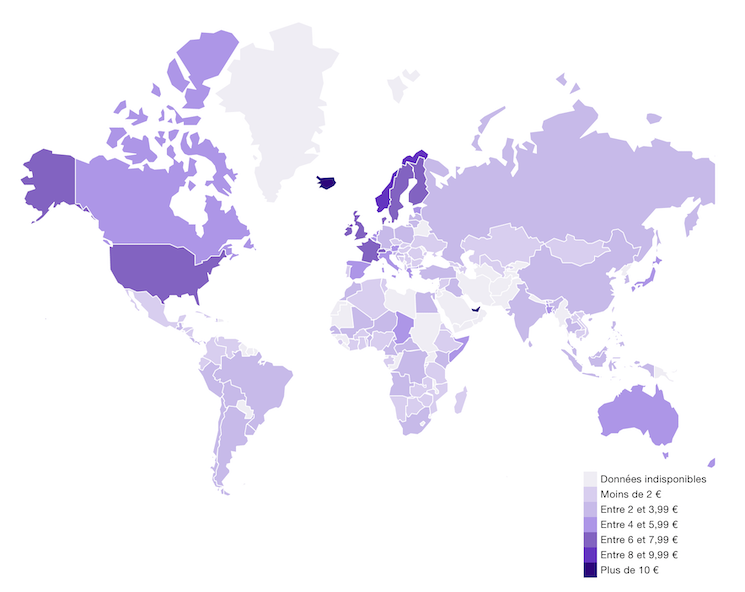 La carte interactive du prix de la pinte de bière dans le monde