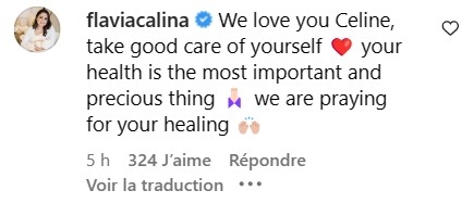 message de soutien d'une fan de Céline Dion