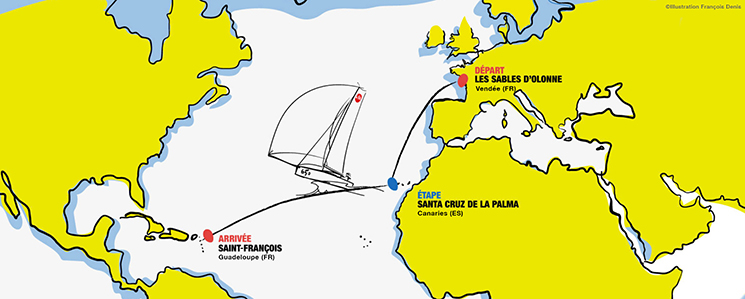 Carte de la mini transat 6.60 des Sable D'Olonne 