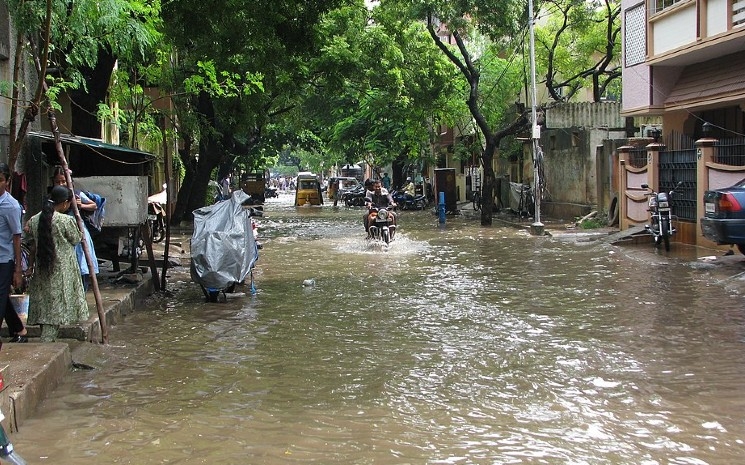 Une rue inondée à Chennai pendant la mousson