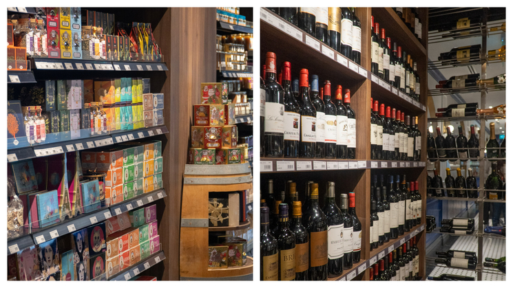 rayon de vin et de produits gourmets